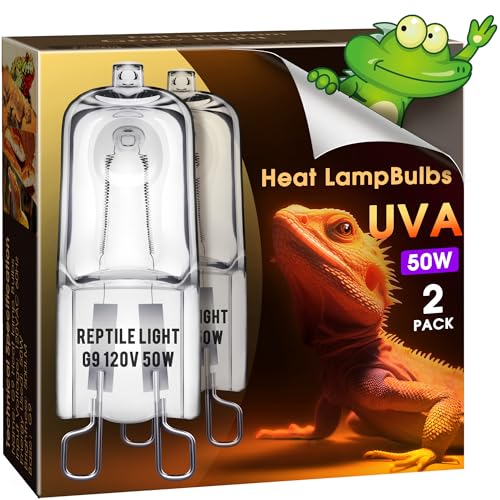 Briignite G9 Heat Lamp Bulbs for Reptile, Mini Reptile Light, Dimmable G9 Mini Heat Bulb Warm White 50W, 2 Pin Base UVA Reptile Heat Lamp, Bearded Dragon Gecko Turtle Lizard, 2 Pack - color: Cream, size: G9 Heat Bulb