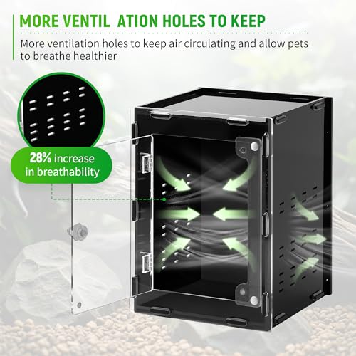 REPTVIVA5.5"x5.5"x7.9" Reptile Tank/Insect Habitat - 5-Sided Blackout Terrarium for Stress Reduction, Ideal for Jumping Spiders, Tarantulas, Snails, Geckos, Mantis, Small Reptiles & Nocturnal Pets - size: 5.5"x5.5"x7.9"