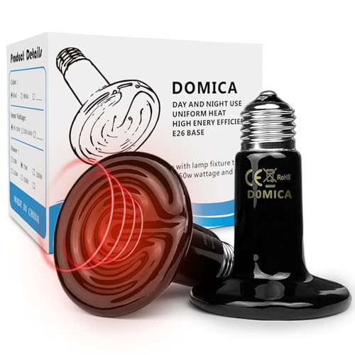 DOMICA 75W 2 Pack Reptile Heat Bulbs for Beared Dragon, Ceramic Heat Emitter, E26 No Light Heating Bulbs for Turtle, Lizard, Snake, Amphibians, Pet Brooder Coop Chicken (75W-Small to Medium Tank) - color: 75w-small to Medium Tank