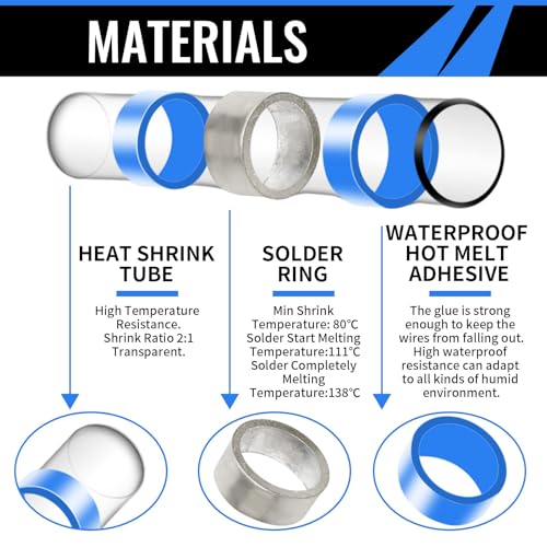 140PCS Solder Seal Wire Connectors, Electrical Heat Shrink Butt Connectors - size: 140 pcs