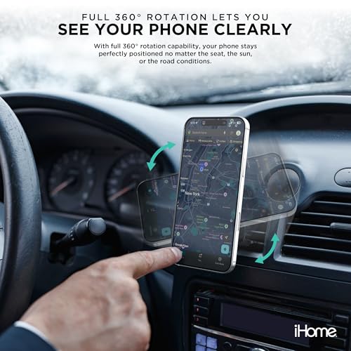 iHome Air Vent Clip Car Mount, 360° Rotation, Secure Fit, Adjustable Grip (Magnetic Air Vent) - style: Magnetic Air Vent