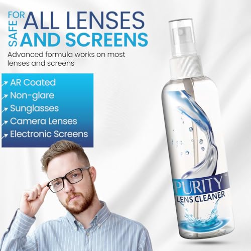 Purity Eyeglass Cleaner Mega Pack - 2x2oz & 3x8oz Lens Spray Bottles - style: 10 Piece Set - 3 (8oz + 2 (2oz Lens Spray)) + 5 (Microfiber Cloth)