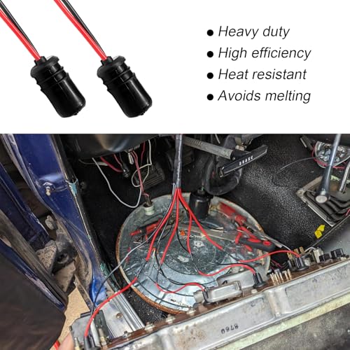 DXNQ 6PCS T10 Extension Harness Plug Connector, Car Instrument 194 Bulb Socket Base with 4.33" Wire Harness, Tail Light Socket Pre-Wired Rubber Lamp Holder for 168 175 194 W5W Bulb - color: T10-12BK02