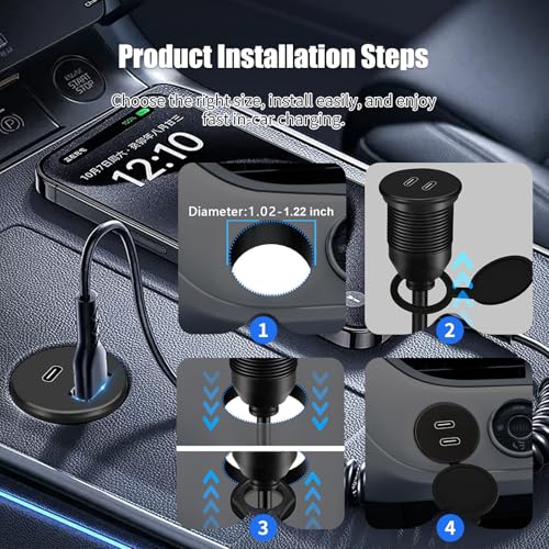 Dual Port USB A 3.0 Male to USB C 3.0 Female Extension Cable,Flush Mount Waterproof Panel Cable for Car,Truck,Boat,Motorcycle Dashboard 3.3ft - style: Dual USB A-C 3.0
