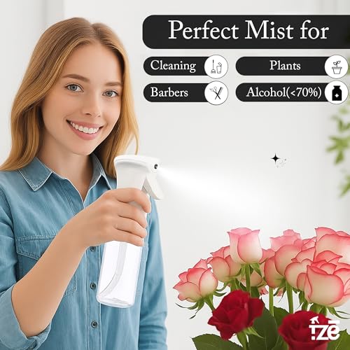 FZE Continuous Spray Bottles 2 pack 300ml with Ultra Fine Mist for Hair spraying, Watering Plants, Durable Solution and Your Go-To Kitchen Companion for Everyday Use.[ Spray Stream 2]