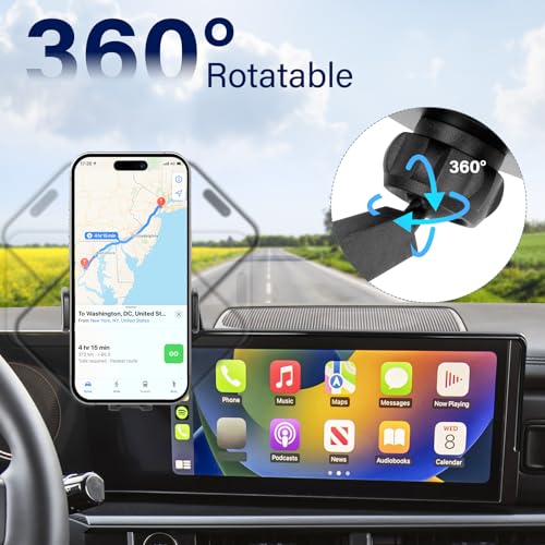 Car Phone Holder Compatible with 2024 2025 Hyundai Santa Fe Accessaries Only Fit for 12.3 inch Screen Phone Mount Fit for Sannta Fe Cell Phone Cradle Fixed Clip Hands-Free & 360°Rotation - size: 24-25 Hyundai Santa Fe