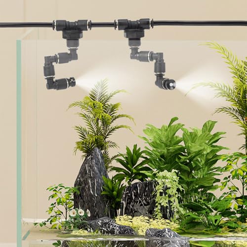Reptile Mister Nozzles, 1/2PCS Fine Rainforest Tank Sprinkler 360° Adjustable Terrarium Fogger for 6mm/0.24'' Outer Diameter Hose - color: 2PCS