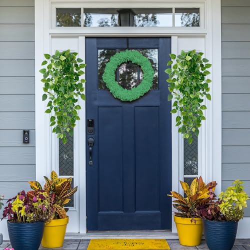 Sggvecsy Fake Hanging Plants 2 Pcs Artificial Hanging Plants Fake Ivy Vine Faux Pothos Vines Artificial Ivy Leaves Greenery Plant for Room Patio Home Indoor Outdoor Shelf Wall Garden Decor(No Baskets) - size: 2pcs