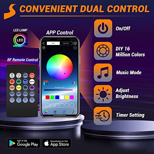 Interior Car LED Strip Lights 470 inches Fiber Optic tubing USB Powered RGB 10 in 1 Car Neon with Wireless APP and Remote Control, Ambient Lighting Kits 16 Million Colors,Sync to Music - size: 10 in 1