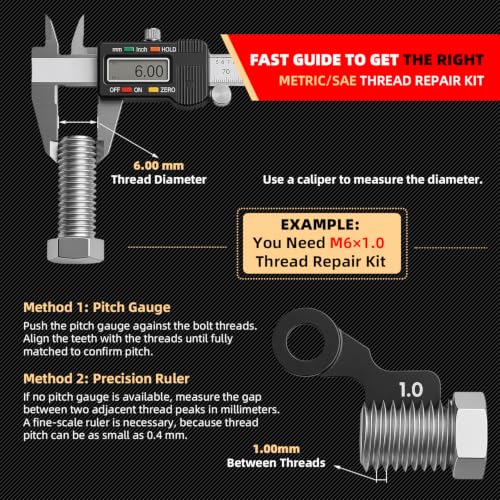 M8X1.0 Thread Repair Kit with Insert HSS Drill, Tap, Counterbore, Installation Driver, Metric, 10PCS Stainless Steel Insert M8X1.0X11.7MM - size: M8X1.0X11.7MM Thread Repair Kit