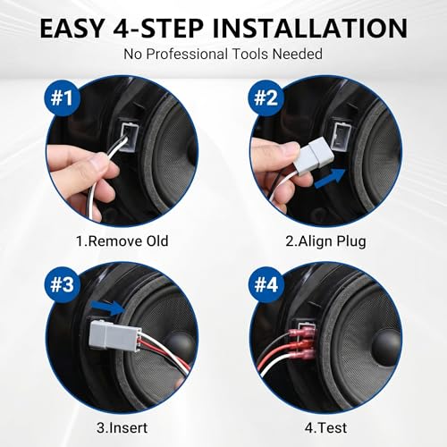 4 PCS Car Speaker Connector Harnesses, 72-7800 2 Pin Audio Modification Adapter, Plug and Play Door Speaker Harness, Compatible with Select Vehicle Models (Gray)