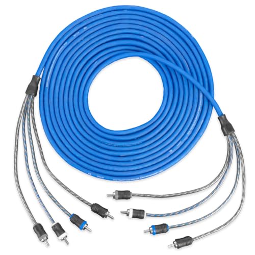 NVX® XIV46 19.69 ft (6 Meter) Oxygen Free Copper 4-Channel Twisted Pair V-Series Car Audio RCA Audio Interconnect Cable with Shielded Noise Reduction and Split-tip Silver-Plated Ends - size: 4 Channel-20 ft.