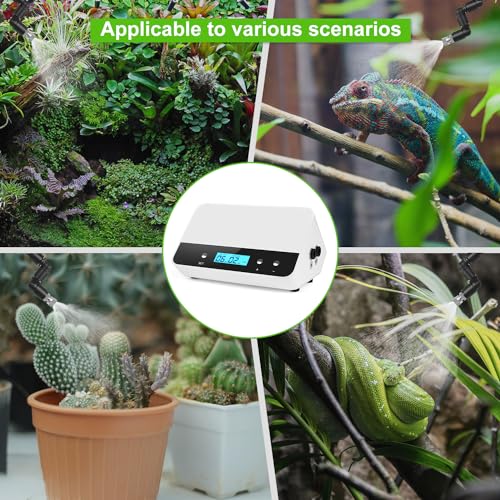 Reptile humidifier, LCD with Timing Function, time Length and Interval can be Set, Reptile Spray System with 6 Spray nozzles,misting System for Reptiles of Amphibians, Tanks, Paludarium
