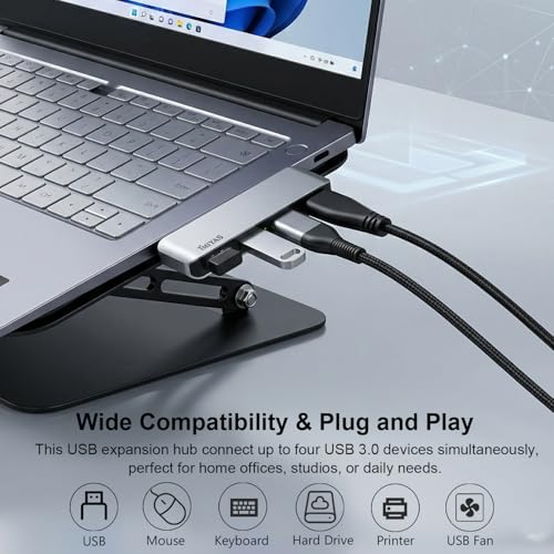 USB 3.0 Hub 4-Port Cable-Free USB Splitter for Laptop Right Side - color: Silver(Right)