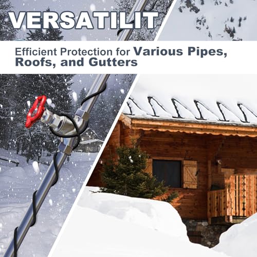 HEATIT 8JHSF1 Self Regulating Pre-Assembled Heating Cable with Spacer and Clips, Heat Tape for Roof Deicing and Pipe Freeze Protection,120V 8W/ft, 36FT - color: 8W/FT (KIT), style: 36FT