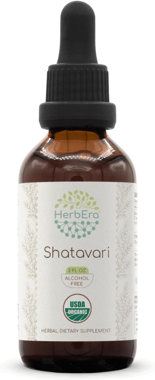 Shatavari B60 USDA Organic Tincture | Alcohol-Free Extract, High-Potency Herbal Drops | Certified Organic Shatavari (Asparagus racemosus) Dried Root (2 oz)