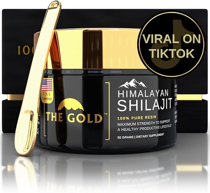 THE GOLD Shilajit Resin | Shilajit Pure Himalayan Organic Shilajit for Men & for Women Lab Test in USA Grade A+ All Natural Dietary Supplement with Fulvic Acid + Trace Minerals | 50 Grams 100 Servings