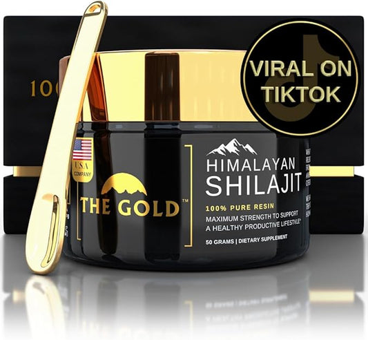 THE GOLD Shilajit Resin | Shilajit Pure Himalayan Organic Shilajit for Men & for Women Lab Test in USA Grade A+ All Natural Dietary Supplement with Fulvic Acid + Trace Minerals | 50 Grams 100 Servings