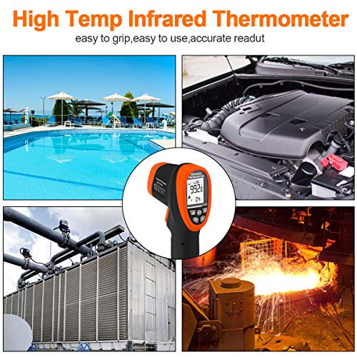 -58℉~2732℉ Industrial Pyrometer,Infrared Thermometer Temperature Gun,30:1 Dual Laser Industrial IR Temperature Gauge,Adjustable Emissivity (NOT for Human Temp Test) - color: AP-2732 Orange
