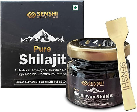 Shilajit - All Natural Maximum Potency Himalayan Mountain Resin from High Altitude - 100% Pure Shilajit with Fulvic Acid & 85+ Trace Minerals Complex - 1 oz / 30 g with Free Spoon Included