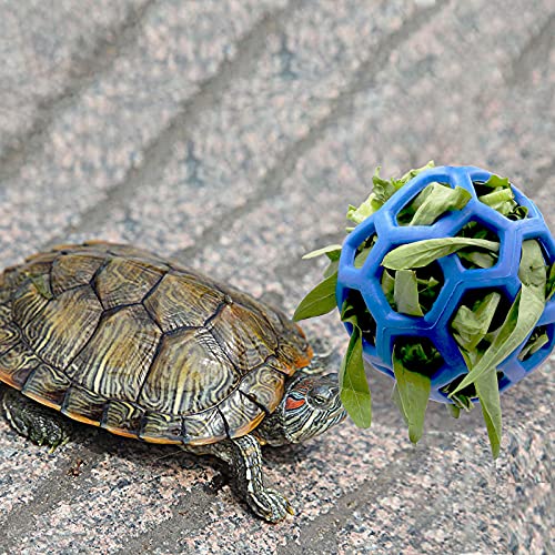 Tirifer Tortoise Feeder Ball, 5.5 inch, Encourages Foraging Behaviors, Keeps Pets Entertained - color: Blue