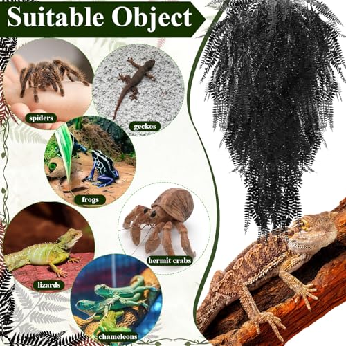 Suncalla Reptile Plants Terrarium Hanging Plants Vines Boston Climbing Terrarium Plant with Suction Cup for Bearded Dragons Lizards Crested Gecko Snake Crab Tank(Vivid Series,3 Colors) - style: Vivid Series