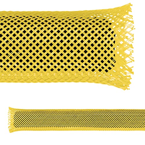 Electriduct 1/8" PET Expandable Braid Sleeving Flame Retardant Flexible Wire Mesh for Cord Management and Cable Protection - 25 Feet - Yellow - color: Yellow, size: 0.125 Inch - 25 Feet