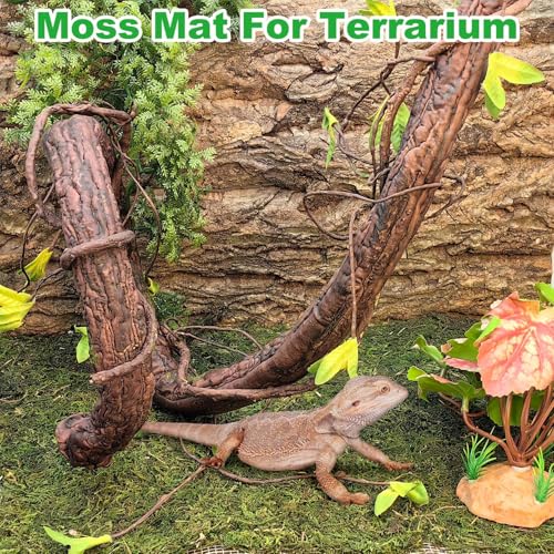 kathson Reptile Carpet, Natural Moss Mat for Terrarium, Bearded Dragon Tank Flooring Green Substrate Liner for Leopard Gecko Hermit Crab Lizard Tortoise (39.37" X 11.81")