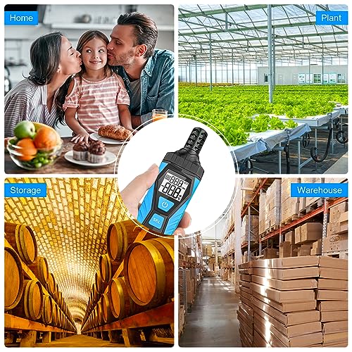 Temperature Humidity Meter - Handheld Thermometer Hygrometer with Ambient, Dew Point, Wet Bulb, High Precision Wet Bulb Thermometer, Dual Display Temperature & Humidity with LCD Backlight - color: Blue, size: TH10