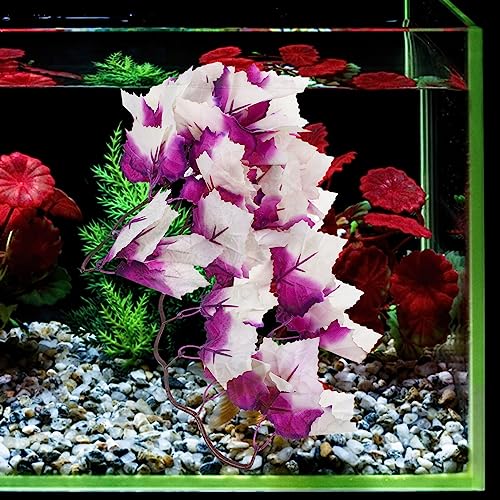 POPETPOP Reptile Plants for Terrarium : Resin Artificial Aquarium Plants with Suction Cup for Turtle Gecko Snake, 11.81x4.72x 0.78 inch