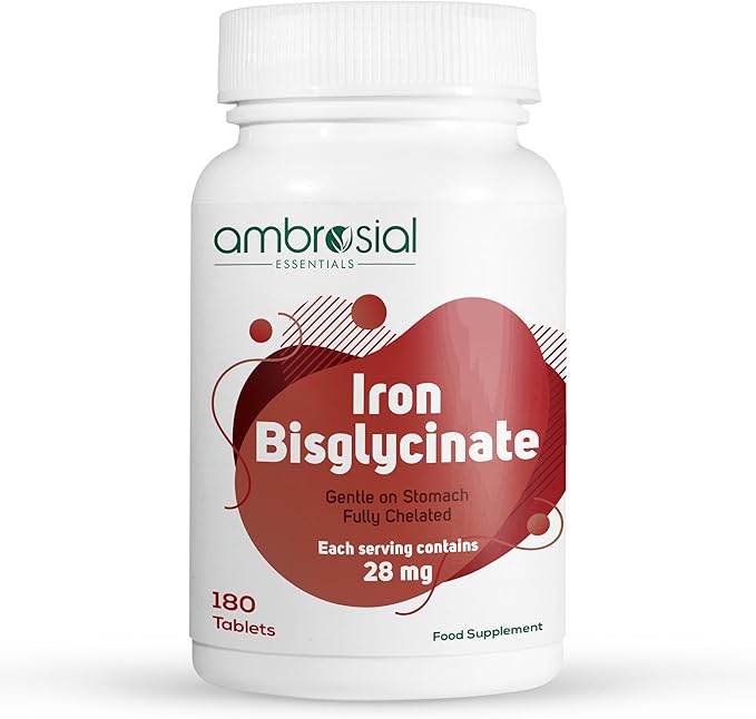 Ambrosial Iron Bisglycinate 28Mg Tablets Pack of 1-180 Tablets