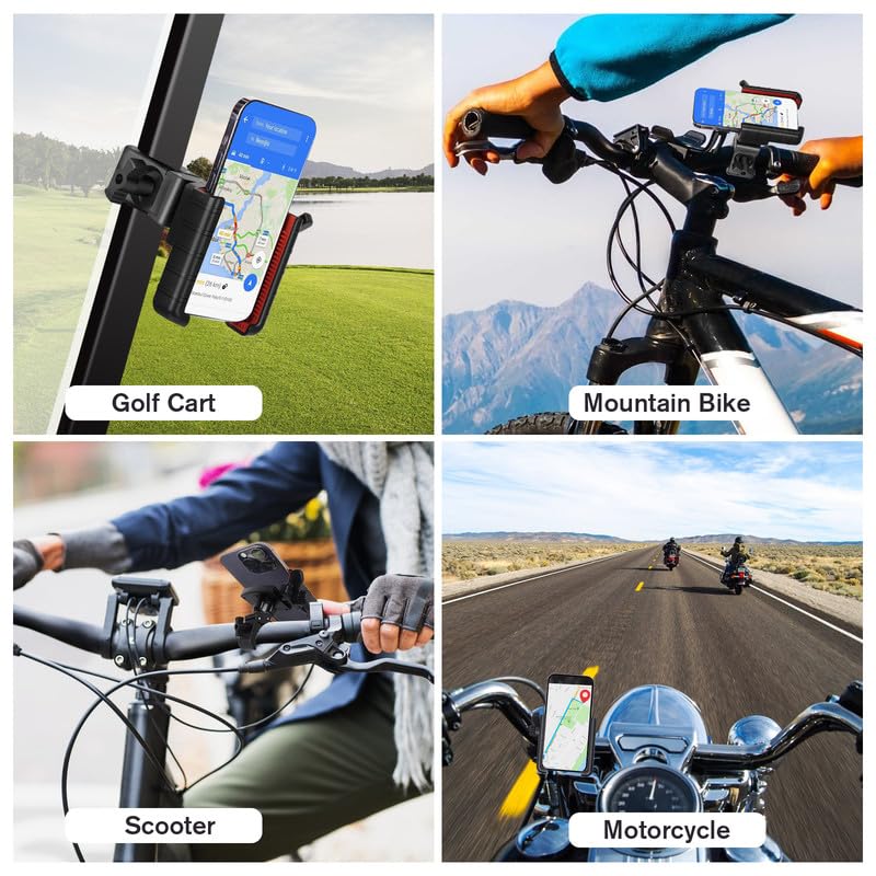 Upgraded Golf Cart Phone Mount Holder Compatible with EZGO/Club Car/Yamaha, [Big Phones & Thick Cases Friendly] Universal Phone Holder Compatible with iPhone/Galaxy/Google Pixel, All Smartphones