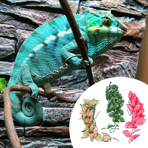 Cabilock Artificial Reptile Vines Jungle Climbing Plants 30cm Bendable Fake Hanging Vines 3pcs for Terrarium Habitat Decor Suitable for Gecko Snake Lizard Chameleon