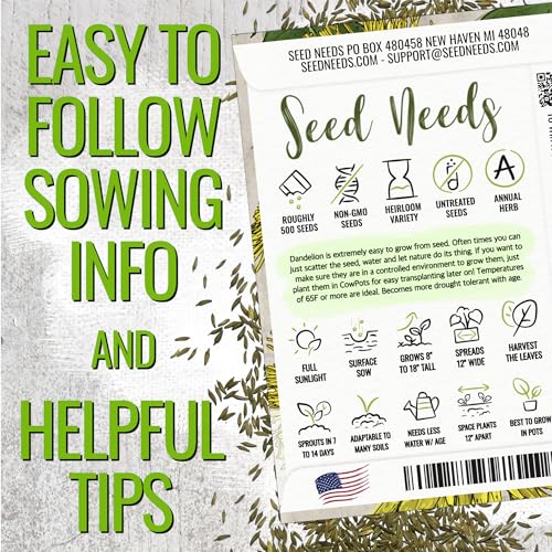 Seed Needs Dandelion Seeds to Plant Heirloom & Non-GMO Herbs 5 Packs - size: 5 Packs, style: Common Dandelion