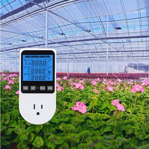 Digital Day Night Thermostat Outlet Plug with Timer, Heating Cooling Multi Period Temperature Controller, LCD Screen Outlet Socket for Reptile Incubator Greenhouse Brewing Refrigerator 110V - color: Upgraded