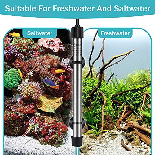 hygger Pinpoint Saltwater Aquarium Heater with Digital Thermostat IC Temp Controller, Titanium Tube Submersible Fish Tank Heater for Coral Reef 500 Watt - size: 500w
