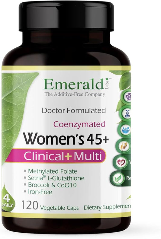 Emerald Labs Women's 45+ Clinical Multi - Multivitamin for Comprehensive Support, Bone & Heart Health* - Designed for Women 45+ - Gluten-Free & Vegetarian - 120 Vegetable Capsules (30-Day Supply)