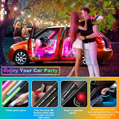 4PCS 48 LED Car Interior Lights, RGB Under Dash Lighting Kit - color: Multi-Color 48 Lights