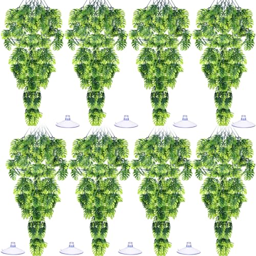 Suncalla Reptile Plants Terrarium Hanging Plants Vines Boston Climbing Terrarium Plant with Suction Cup for Bearded Dragons Lizards Crested Gecko Snake Crab Tank(Popular Series,Green) - style: Popular Series