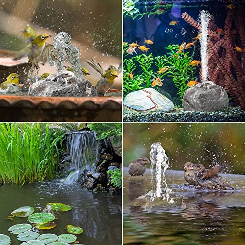 Saillong Bird Bath Water Fountain with Electric Pump, Granite Air Pump Rock for Bird, Rock Waterfall Fountain, Feeder, Aquariums, Fish Tank(Gray) - color: Gray