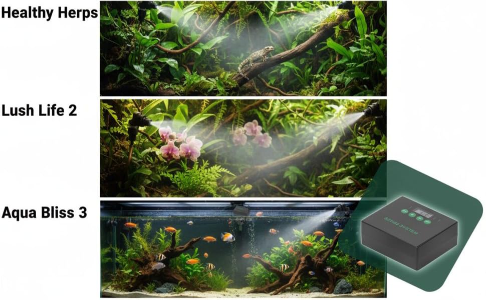 Generic Reptile Humidifier With Smart Timer, 360° Dual Nozzles, Self-Priming System, Automatic Mister, Rainforest Spray Kit With Us Plug, For Plant Terrariums