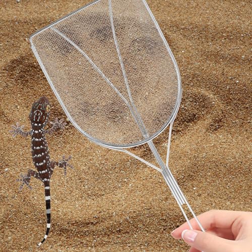 Abaodam Reptile Sand Shovel Stainless Steel Sifter with Fine Mesh for Terrarium Substrate Cleaning and Waste Removal, Sturdy Sand Scoop for Tortoise, Lizard, Gecko, and Snake Habitat
