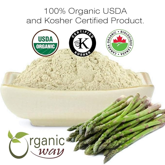 Organic Way Shatavari Powder (Asparagus racemosus) - Kosher & USDA Certified | Vegan, Non-GMO & Gluten Free | Tested for Heavy Metal and Purity | Resealable Bag | 100% Raw from India (1/2LBS / 8Oz)