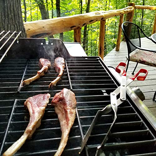Steak Grill Tongs - 17 inch Red. Professional outdoor grilling utensil. Long reach Barbeque Grilling Tongs. Ideal for steak, fish, burger, and sausage - color: Red Steak Tongs