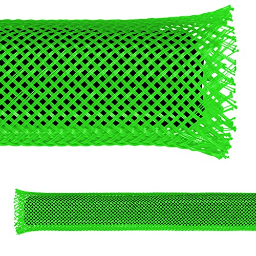 Electriduct 1/8" PET Expandable Braid Sleeving Flame Retardant Flexible Wire Mesh for Cord Management and Cable Protection - 25 Feet - Green - color: Green, size: 0.125 Inch - 25 Feet