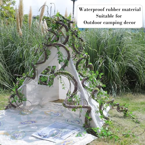 71 Inch Bendable Artificial Tree Vines Twine Branches Moss Greenery Plants Reptile Climbing Garland Twigs for Outdoor Camping Garden Wall Pipes Hanging Halloween Christmas Yules Decoration