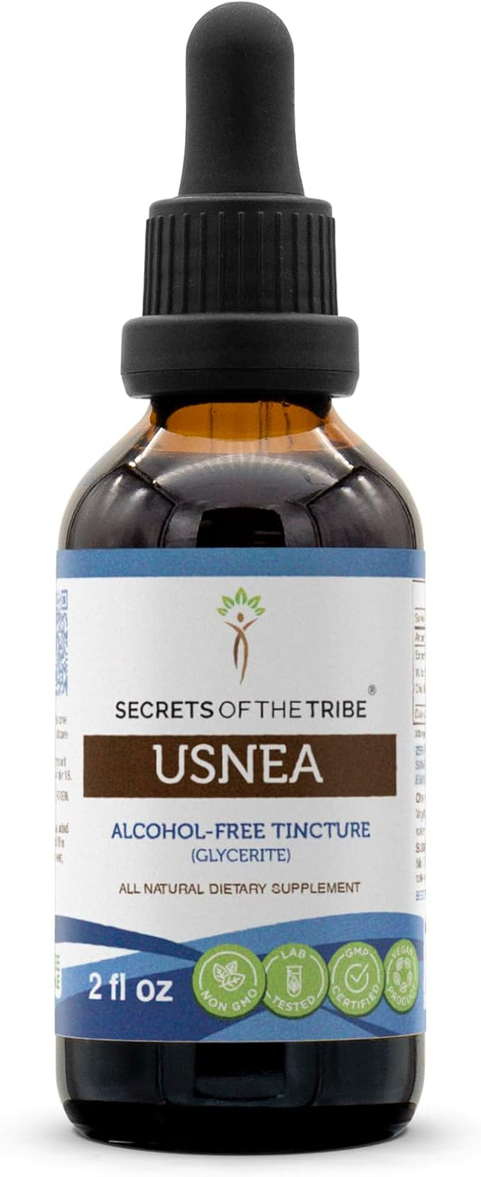 Secrets of the Tribe Usnea Tincture Alcohol-Free Extract, Usnea (Usnea spp.) Dried Lichen Tincture Supplement 2 oz
