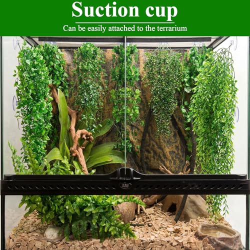 Suncalla Reptile Plants Terrarium Hanging Plants Vines Boston Climbing Terrarium Plant with Suction Cup for Bearded Dragons Lizards Crested Gecko Snake Crab Tank(Petite Leaf Series,Multiple Green) - style: Petite Leaf Series