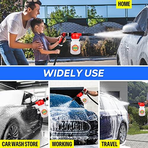 MYPIN Car Wash Foam Gun Set, Foam Cannon, Adjustable Hose Wash Sprayer with 2.5 to 6 Bars Foam Blaster, with Nozzles, Wash Mitten, Suitable for Car Cleaning and Garden Use with 1/2” Quick Connector - color: Black