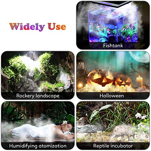 FITNATE 350ml/H Mist Maker Fogger,12 LED Fog Atomizer Air Humidifier, with Adjustable Fog Controller, for Water Fountain Pond Rockery Vase Birdbath - color: Silver